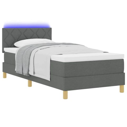 Łóżko z sprężyną LED Ciemnoszary 100 x 200 cm tkanina