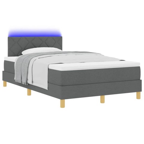 Łóżko z sprężyną LED Ciemnoszary 120 x 190 cm tkanina