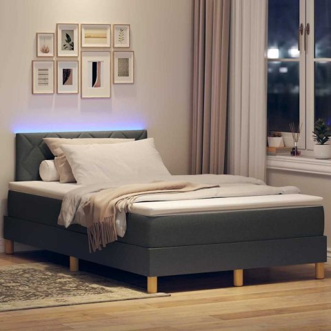 Łóżko z sprężyną LED Ciemnoszary 120 x 190 cm tkanina