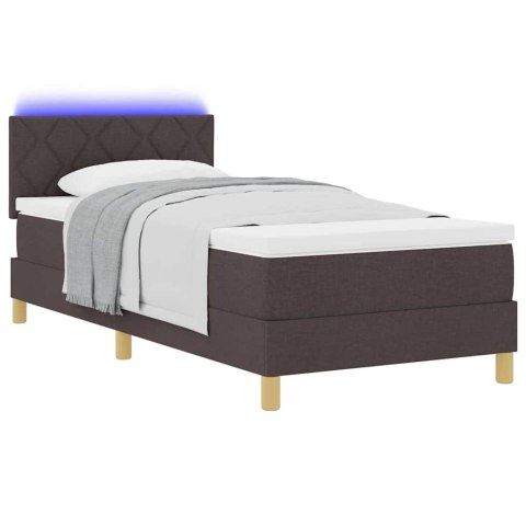 Łóżko z sprężyną LED Ciemny brąz 90 x 200 cm tkanina