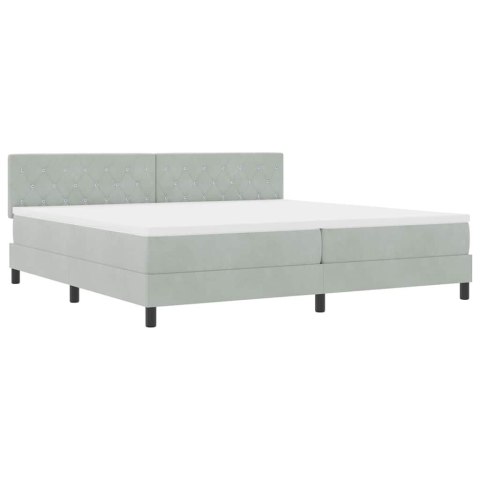 Łóżko z sprężyną LED Jasnoszary 200 x 200 cm Aksamit