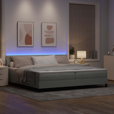 Łóżko z sprężyną LED Jasnoszary 200 x 200 cm Aksamit