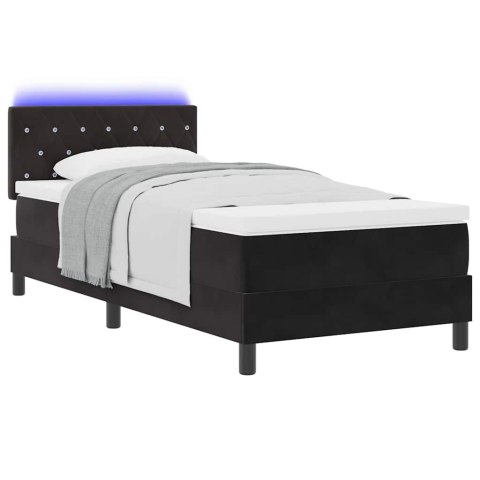 Łóżko z sprężyną LED z materacem Czarny 90 x 200 cm Aksamit