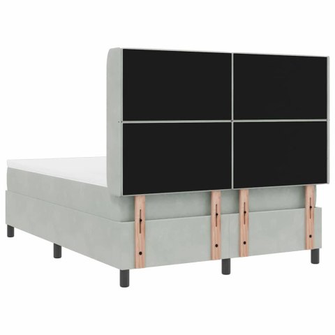Łóżko z materacem na sprężynach LED Jasnoszary 140 x 190 cm