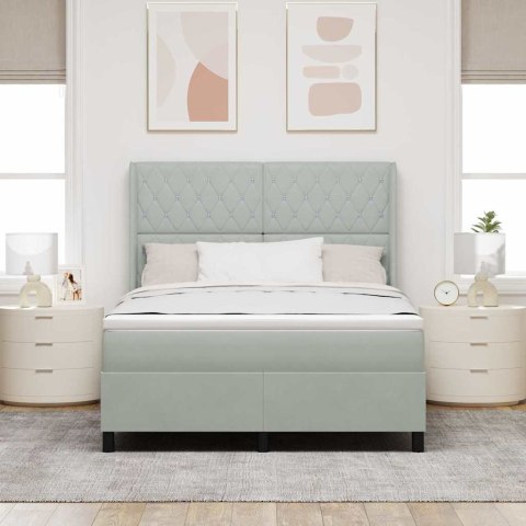 Łóżko z materacem na sprężynach LED Jasnoszary 160 x 200 cm