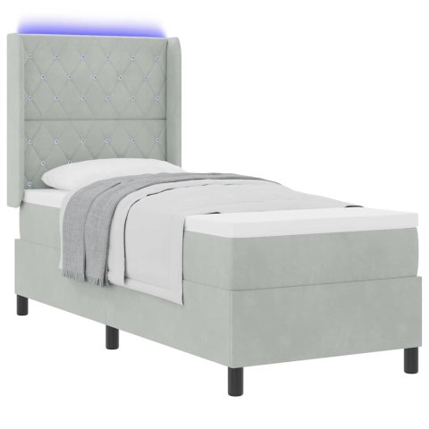 Łóżko z materacem na sprężynach LED Jasnoszary 80 x 200 cm