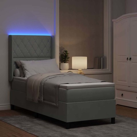 Łóżko z materacem na sprężynach LED Jasnoszary 80 x 200 cm
