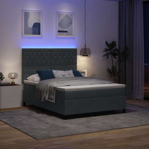 Łóżko z sprężyną LED Ciemnoszary 160 x 200 cm tkanina