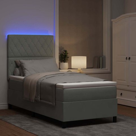 Łóżko z sprężyną LED Jasnoszary 100 x 200 cm tkanina