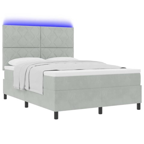 Łóżko z sprężyną LED Jasnoszary 140 x 190 cm tkanina