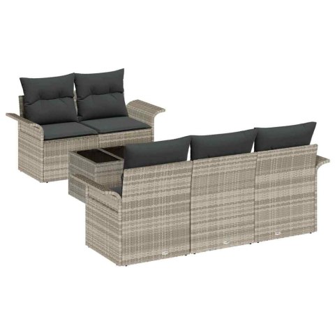 Zestaw Sof z poduszką 6 pcs Jasnoszary polirattan