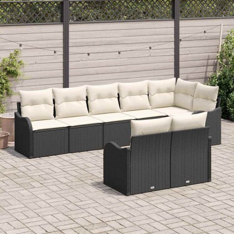 Zestaw Sof na Ogród 8 pcs Czarny polirattan