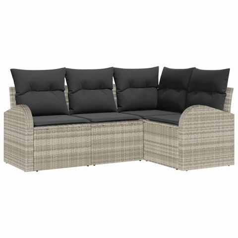 Zestaw Sof na Ogród 4 pcs Jasnoszary polirattan