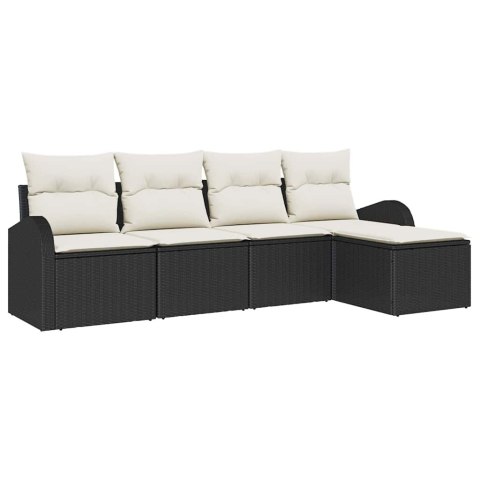 Zestaw Sof na Ogród 5 pcs Czarny polirattan