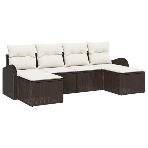 Zestaw Sof na Ogród z poduszką 6 pcs Brązowy Rattan poli