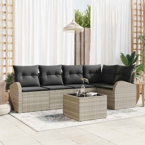 Zestaw Sof z poduszką 6 pcs Jasnoszary Poliester