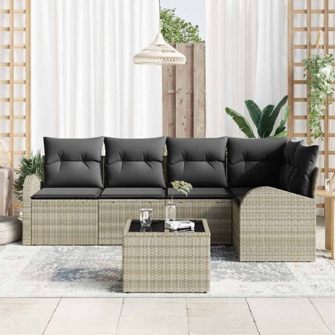 Zestaw Sof z poduszką 6 pcs Jasnoszary Poliester