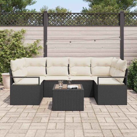 Zestaw Sof 7 pcs Czarny i kremowy polirattan