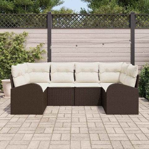 Zestaw Sof na Ogród z poduszką 6 pcs Brązowy Rattan poli