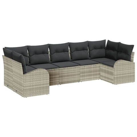 Zestaw Sof na Ogród z poduszką 7 pcs Jasnoszary Rattan poli