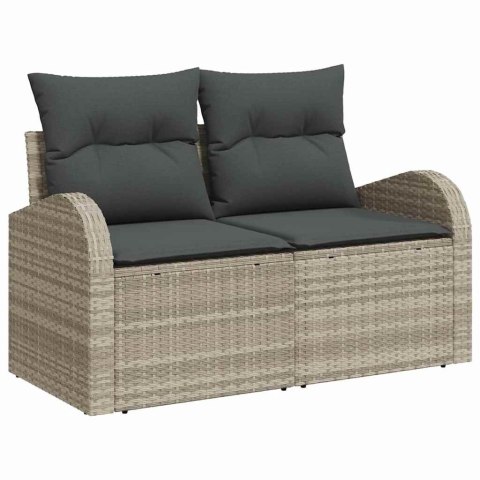 Zestaw Sof na Ogród z poduszką 7 pcs Jasnoszary Rattan poli