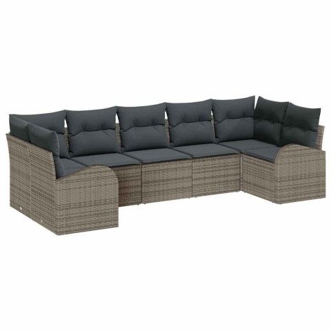 Zestaw Sof na Ogród z poduszką 7 pcs Szary Rattan poli
