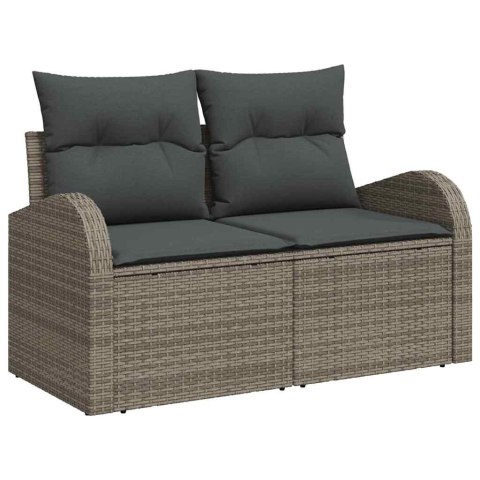Zestaw Sof na Ogród z poduszką 7 pcs Szary Rattan poli