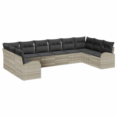 Zestaw Sof z poduszką 10 pcs Jasnoszary Technorattan