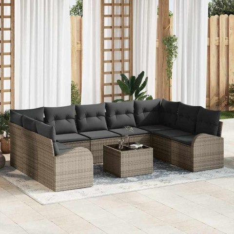Zestaw Sof z poduszką 10 pcs Szary Rattan poli