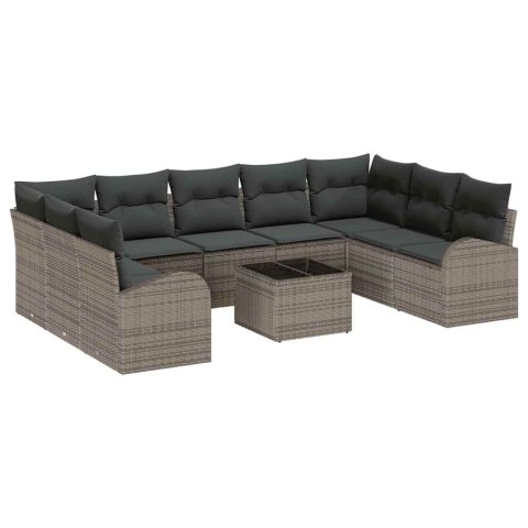 Zestaw Sof z poduszką 10 pcs Szary Rattan poli