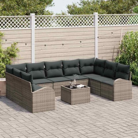 Zestaw Sof z poduszką 10 pcs Szary Rattan poli