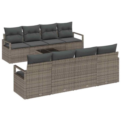 Zestaw Sof z poduszką 7 pcs Szary polirattan
