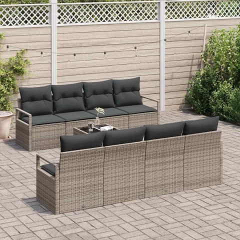Zestaw Sof z poduszką 7 pcs Szary polirattan