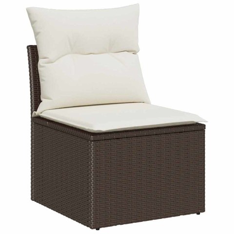 Zestaw Sof z poduszką 9 pcs Brązowy Rattan poli