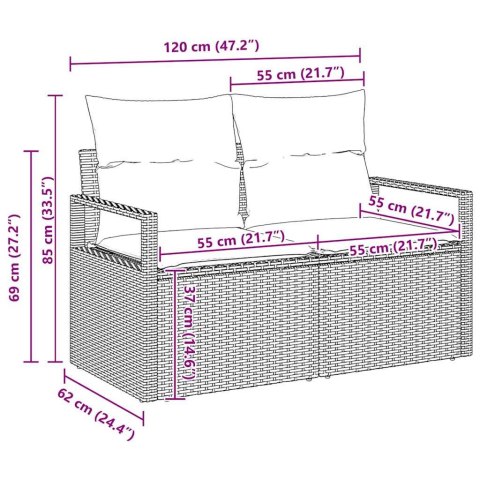 Zestaw Sof 6 pcs Brązowy polirattan