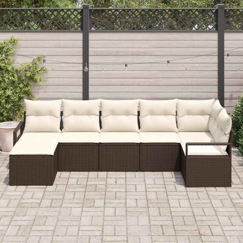 Zestaw Sof 7 pcs Brązowy polirattan