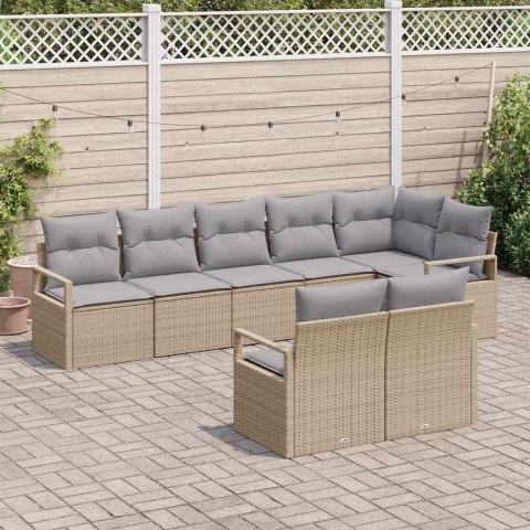 Zestaw Sof 8 pcs Beżowy polirattan