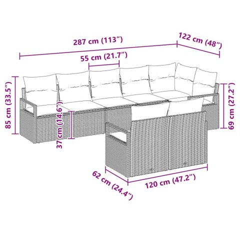 Zestaw Sof 8 pcs Jasnoszary polirattan