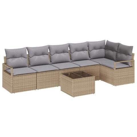 Zestaw Sof z poduszką 7 pcs Beżowy polirattan