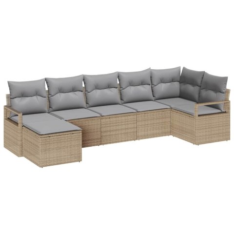 Zestaw Sof z poduszką 7 pcs Beżowy polirattan