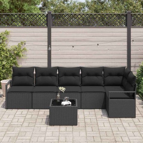 Zestaw Sof z poduszką 7 pcs Czarny polirattan