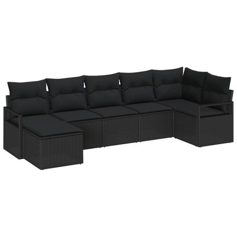 Zestaw Sof z poduszką 7 pcs Czarny polirattan