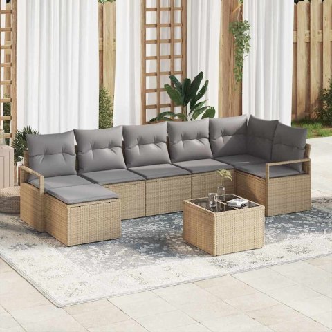 Zestaw Sof z poduszką 8 pcs Beżowy polirattan