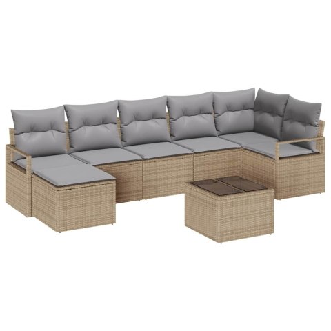 Zestaw Sof z poduszką 8 pcs Beżowy polirattan