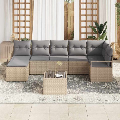 Zestaw Sof z poduszką 8 pcs Beżowy polirattan