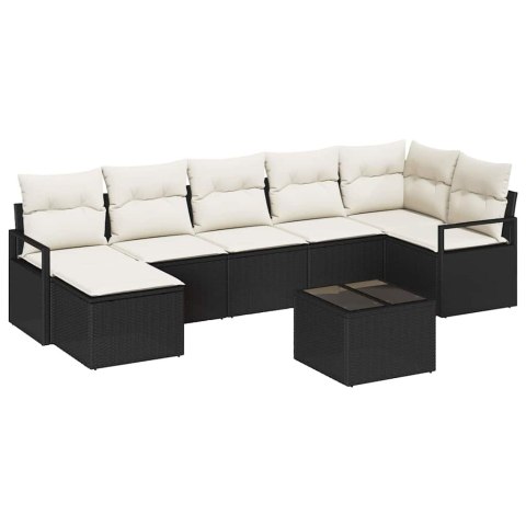 Zestaw Sof z poduszką 8 pcs Czarny polirattan