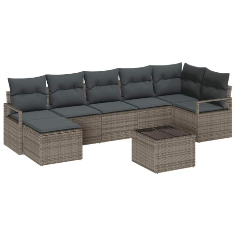 Zestaw Sof z poduszką 8 pcs Szary polirattan