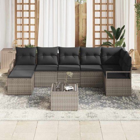 Zestaw Sof z poduszką 8 pcs Szary polirattan