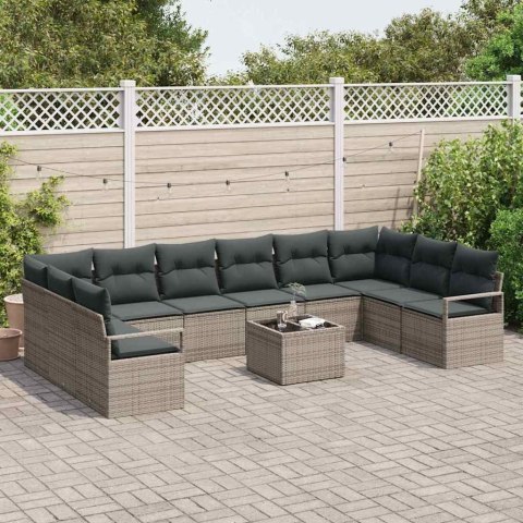 Zestaw Sof z poduszką 11 pcs Szary polirattan