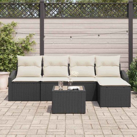Zestaw Sof z poduszką 6 pcs Czarny polirattan